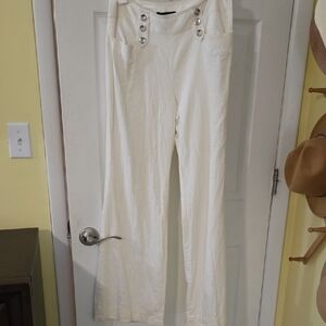 White House Black Market Ivory Wide-Leg Pants